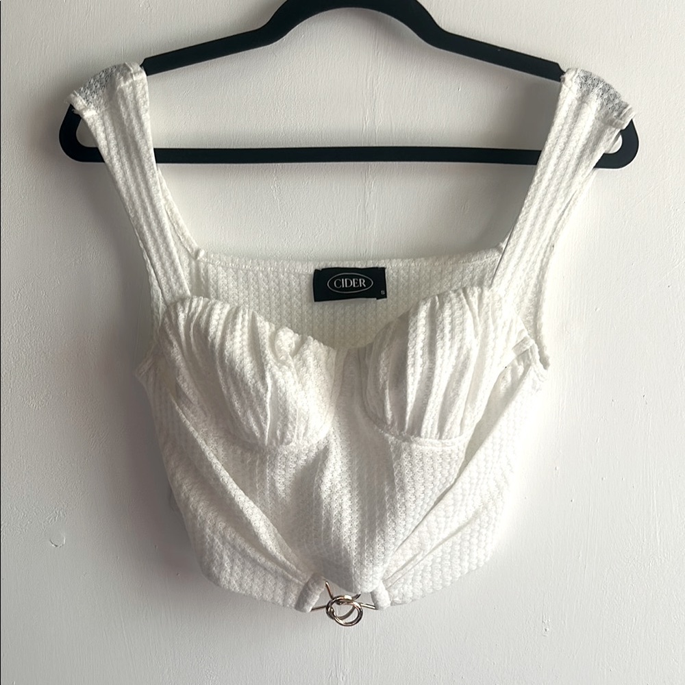 Cider White Fitted Ribbed Bustier Crop Tank